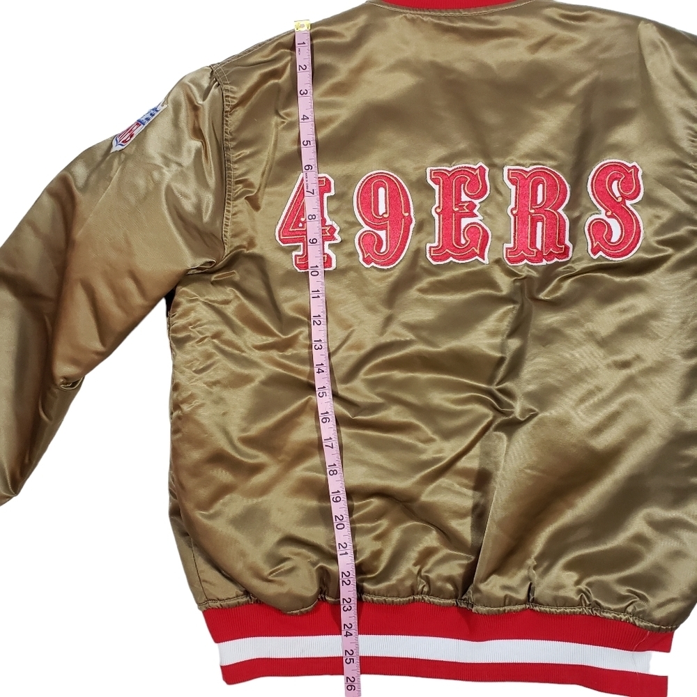Vtg San Francisco 49ers Starter Jacket Gold Satin Bomber Sz L Old School 80s 90s - Picture 13 of 17